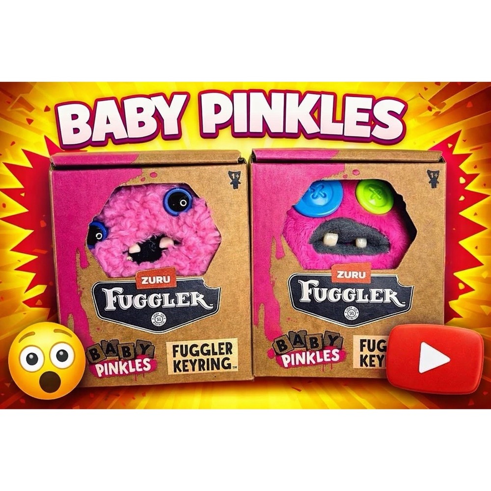 ZURU Fuggler  Baby Pinkles Keyring Lot Of 2 Funny Ugly Monster Plush NIB